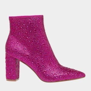 Betsey Johnson Pink Rhinestone Bootie 8.5
